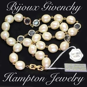 Givenchy Bijoux Gold Plated Swarovski Crystal Faux Pearl 24” Necklace ⚜️ NWT